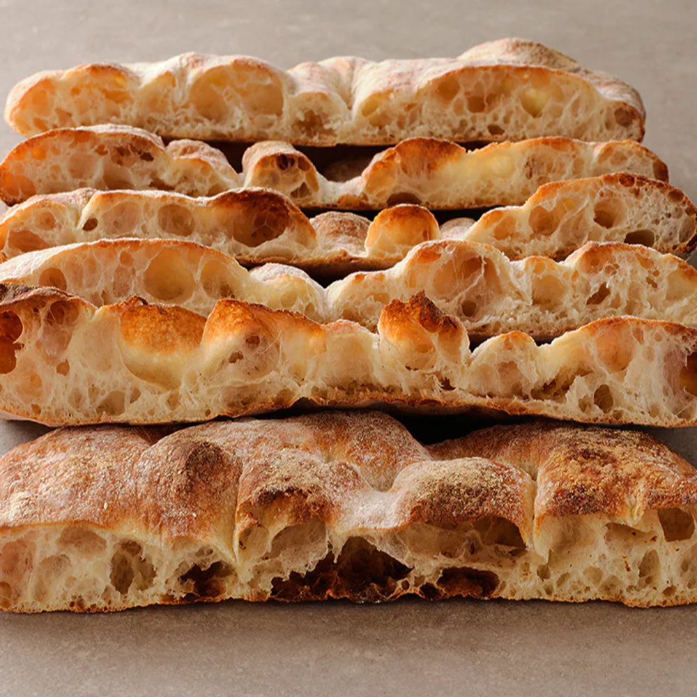 Freshly baked schiacciata sandwich bread